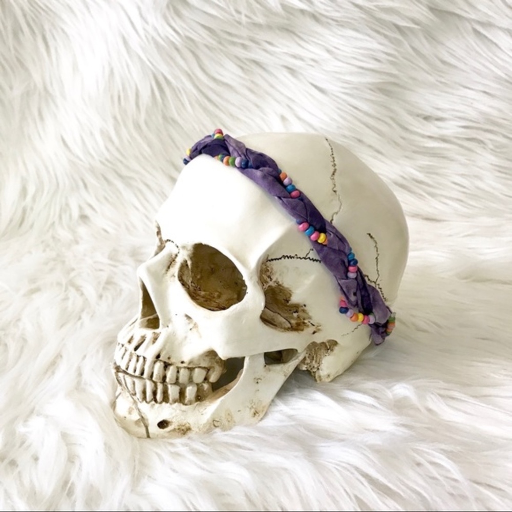 New Boho Tie die multi rainbow beads headband